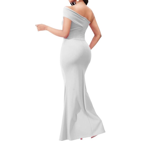 Women's A-white Long Floor Length Mermaid Imported Pull On Maxi Dress - Picture 5 of 6